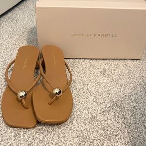 Loeffler Randall Odessa Shoes! Gold Accent Tan Sandals